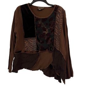 Spencer Alexis Brown Wearable Art Blouse Estimated Size Women's M Made in USA